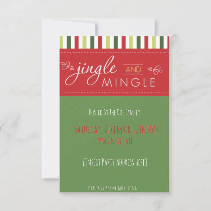 Jingle & Mingle! Christmas Party Invitation | Zazzle