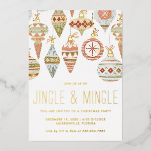 Jingle & Mingle Christmas Party Invitation Foil Invitation