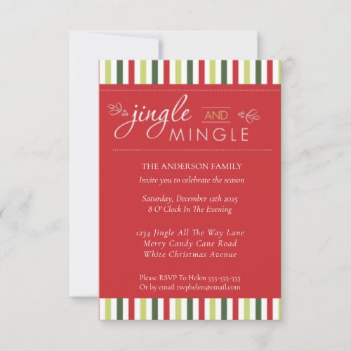 Jingle  Mingle Christmas Party Seasonal Fun Invitation