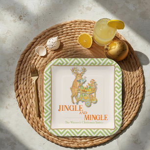 Jingle & Mingle Christmas party Tropical Paper Plates