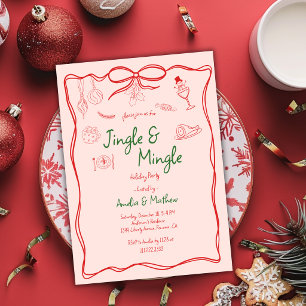 Jingle Mingle Christmas Red Hand Drawn Doodles Invitation