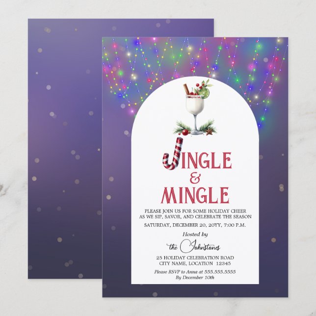 Jingle & Mingle Cocktail Holiday Party Invitation (Front/Back)