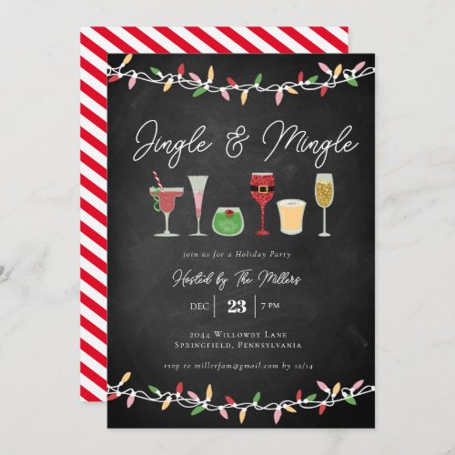Jingle  Mingle Cocktails Christmas Party Invitation