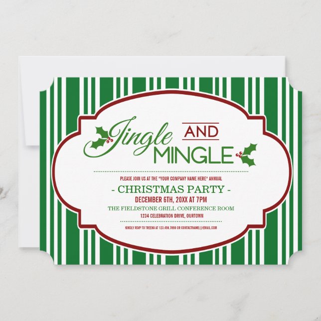 Jingle & Mingle Company Christmas Party Invitation (Front)