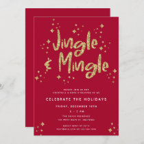 Jingle & Mingle Faux Gold Glitter Holiday Party Invitation