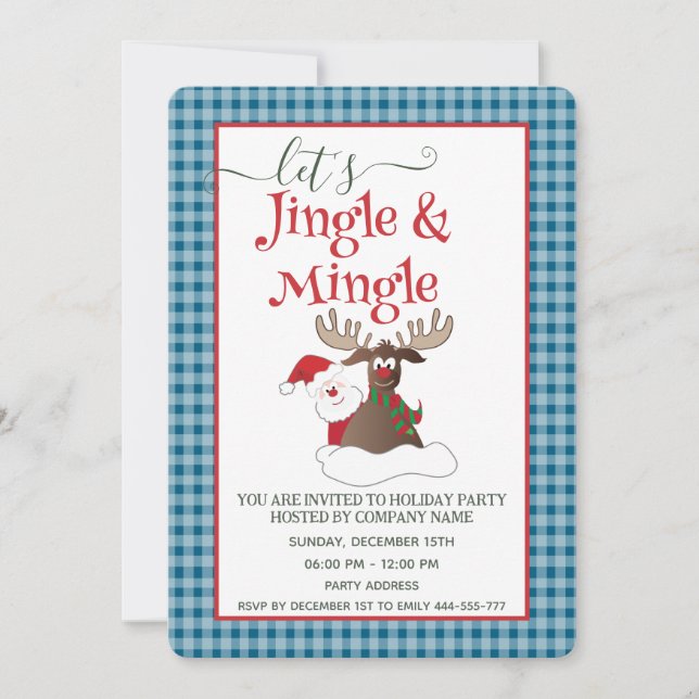 Jingle Mingle funny Santa reindeer  holiday party  Invitation (Front)
