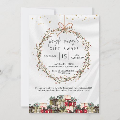 Jingle Mingle Gift Exchange Christmas Party Invitation