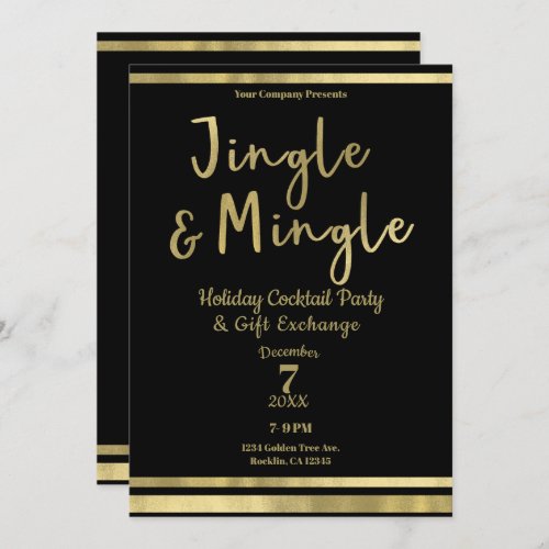 Jingle  Mingle Gold Corporate Christmas Party Invitation