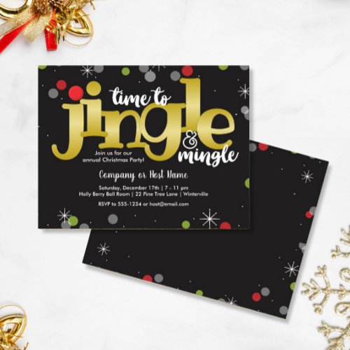 Jingle  Mingle Gold Red and Green Christmas Party