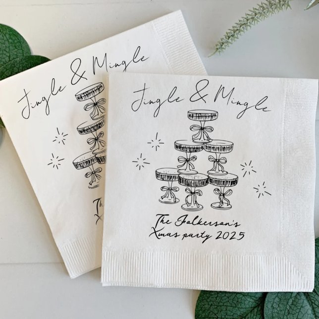 Jingle & Mingle, Holiday, Christmas, Cocktail Napkins (Creator Uploaded)