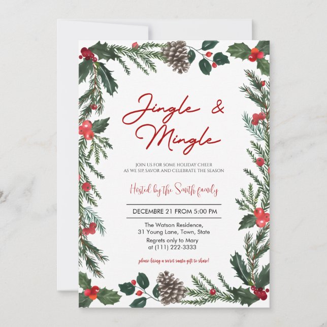 Jingle & Mingle Holiday Christmas   Invitation (Front)