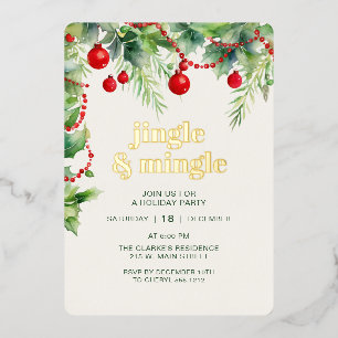 Jingle Mingle Holiday Christmas Party Foil Invitation