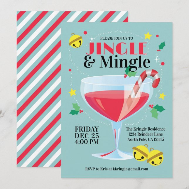 Jingle & Mingle Holiday Cocktail Party Invitation (Front/Back)