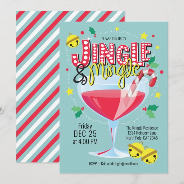 Jingle & Mingle Holiday Cocktail Party Invitation (Front/Back)
