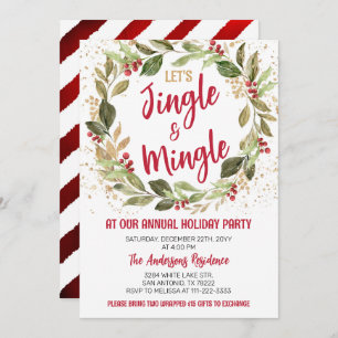 Jingle & Mingle Holiday Party Christmas Dinner Invitation