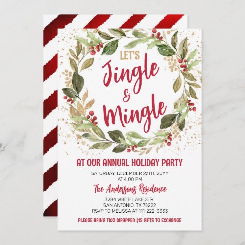 Jingle  Mingle Holiday Party Christmas Dinner Invitation