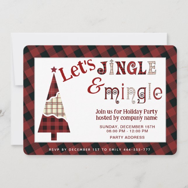 Jingle & mingle holiday party corporate invitation (Front)