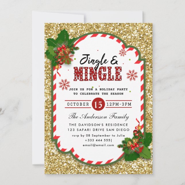 Jingle & Mingle Holiday Party Invitation (Front)