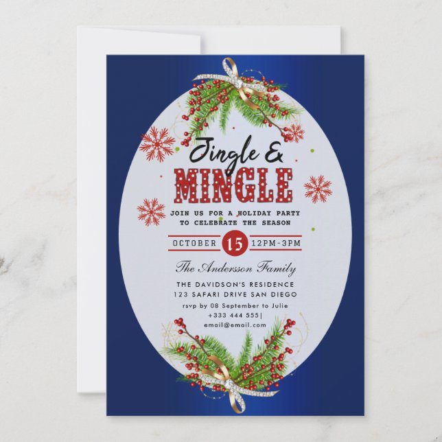 Jingle & Mingle Holiday Party Invitation (Front)