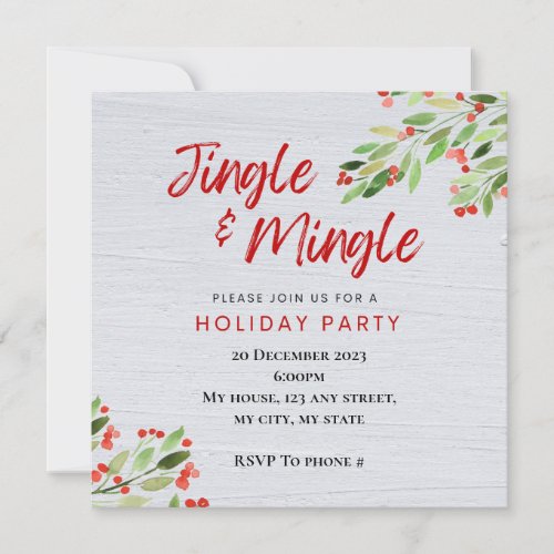 Jingle  Mingle Holiday Party Invitation