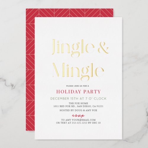 Jingle  Mingle Minimal Christmas Holiday Party Foil Invitation