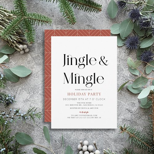 Jingle  Mingle Minimal Christmas Holiday Party Invitation