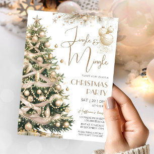 Jingle & Mingle Modern Elegant Gold Christmas Invitation