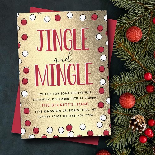 Jingle  Mingle Modern Holiday Party Invitation