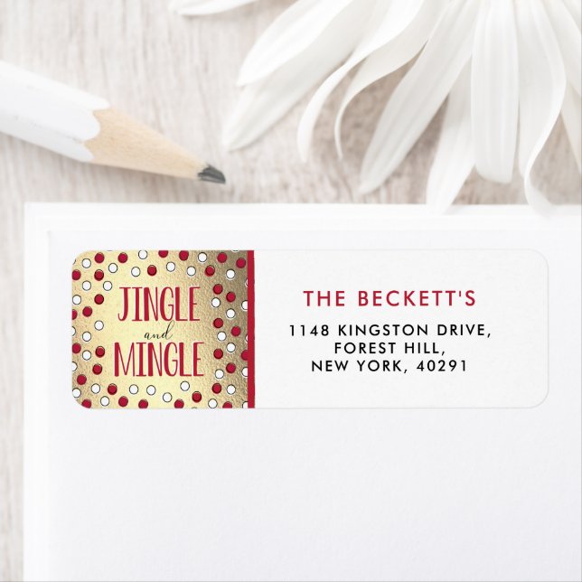 Jingle & Mingle Modern Holiday Party Label (Insitu)