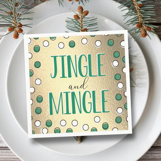 Jingle & Mingle Modern Holiday Party Napkins | Zazzle