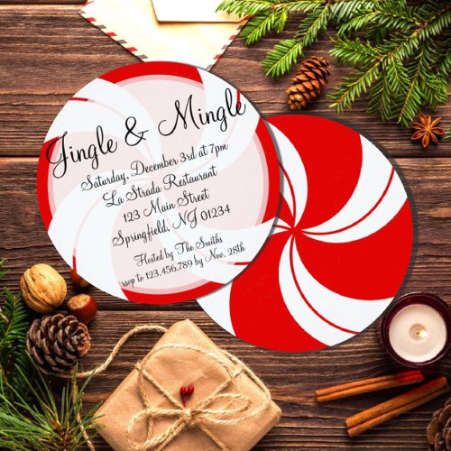 Jingle  Mingle Peppermint Christmas Invitation