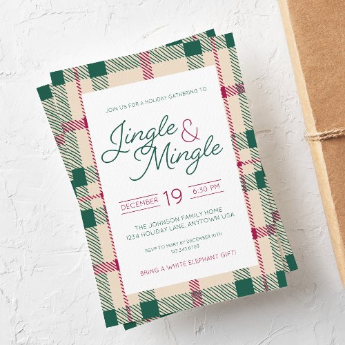 Jingle  Mingle Plaid Holiday Party Invitation