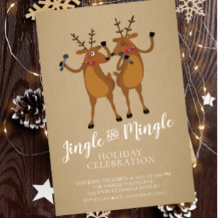 Jingle & Mingle Reindeer Holiday Party Invitation