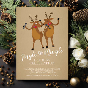 Jingle & Mingle Reindeer Holiday Party Invitation