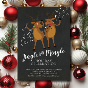 Jingle & Mingle Reindeer Holiday Party Invitation