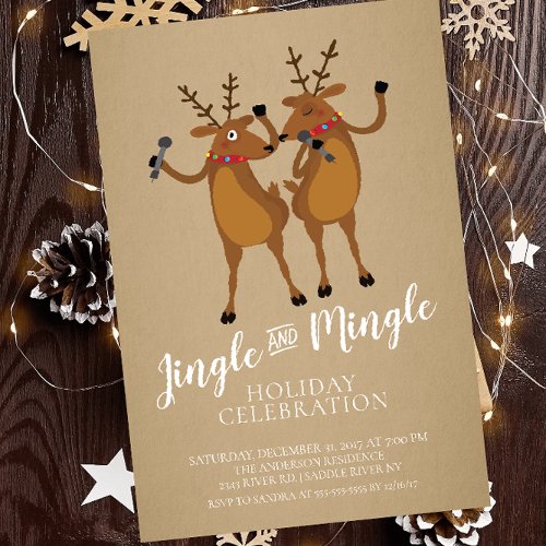 Jingle  Mingle Reindeer Holiday Party Invitation