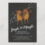 Jingle & Mingle Reindeer Holiday Party Invitation<br><div class="desc">Cute Mingle & Jingle Dancing Reindeer Holiday Party Invitation set on a popular chalkboard background.</div>