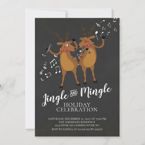 Jingle  Mingle Reindeer Holiday Party Invitation
