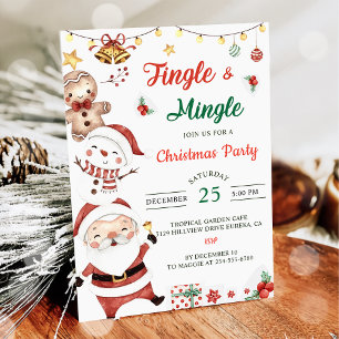 Jingle & Mingle Santa Christmas Party Invitation