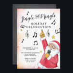 Jingle Mingle Singing Santa Holiday Party Invitation<br><div class="desc">Cute Mingle & Jingle singing SantaHoliday Party with a coordinating black chalkboard back.</div>