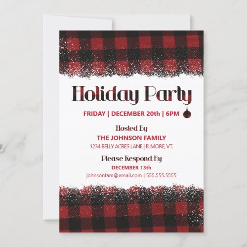 Jingle  Mingle  Snow on Plaid Holiday Party Invitation