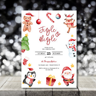 Jingle & mingle watercolor Christmas party Invitation