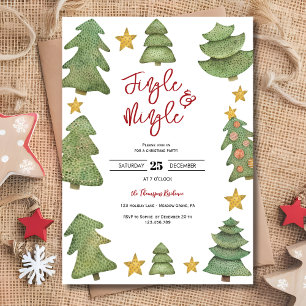 Jingle & mingle watercolor Christmas party Invitation