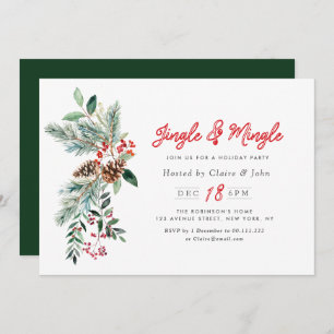 Jingle & Mingle winter foliage christmas party Invitation