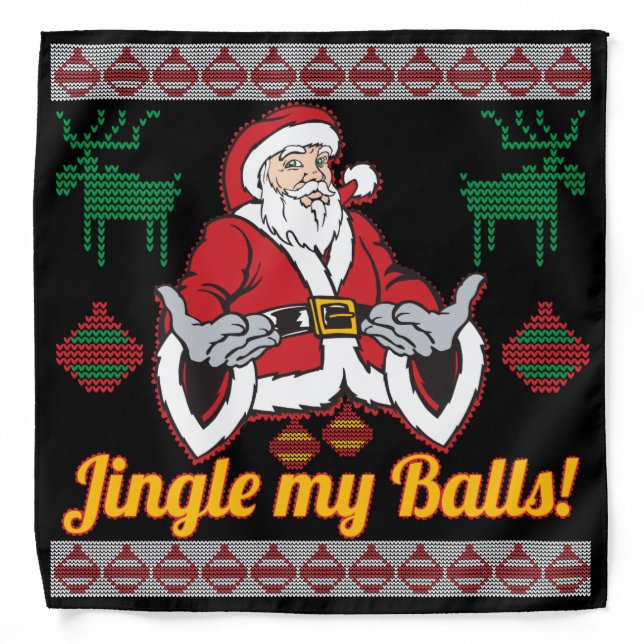 Jingle My Balls Santa Claus Ugly Christmas Sweater Bandana (Front)