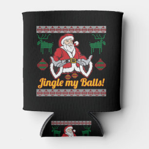 Jingle My Balls Santa Claus Ugly Christmas Sweater Can Cooler