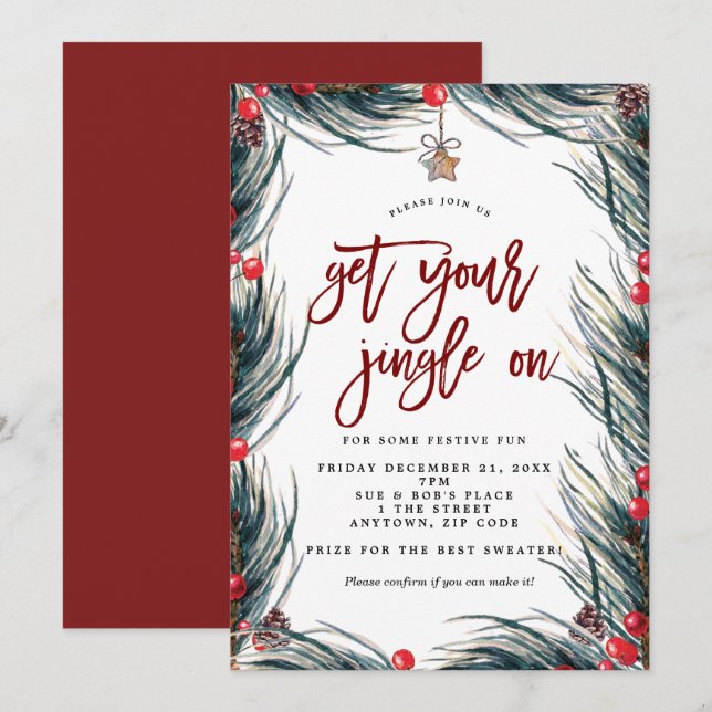 jingle on holiday christmas party invitation (Front/Back)