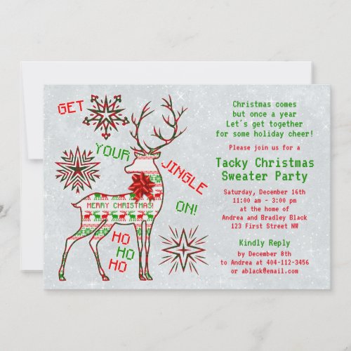 Jingle On Ugly Christmas Sweater Party Invitation