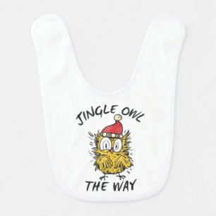 Jingle Owl the way Funny Santa Owl Baby Bib