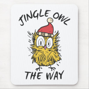 Jingle Owl the way Funny Santa Owl Mouse Pad
